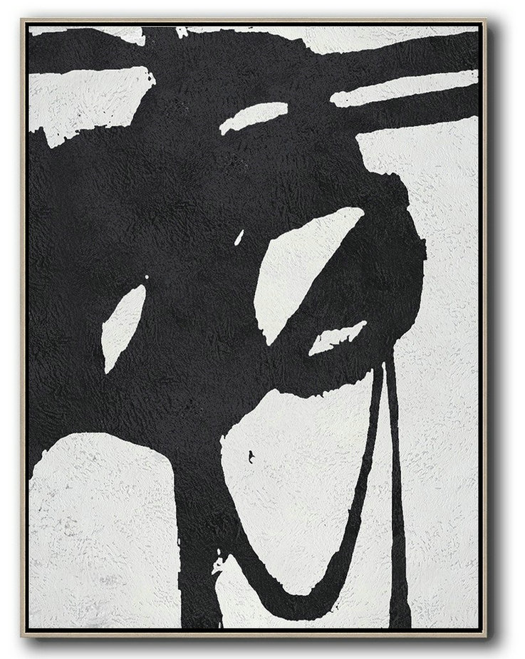 Hand Painted Extra Large Abstract Painting,Black And White Minimal Painting On Canvas,Personalized Canvas Art #B6K9
